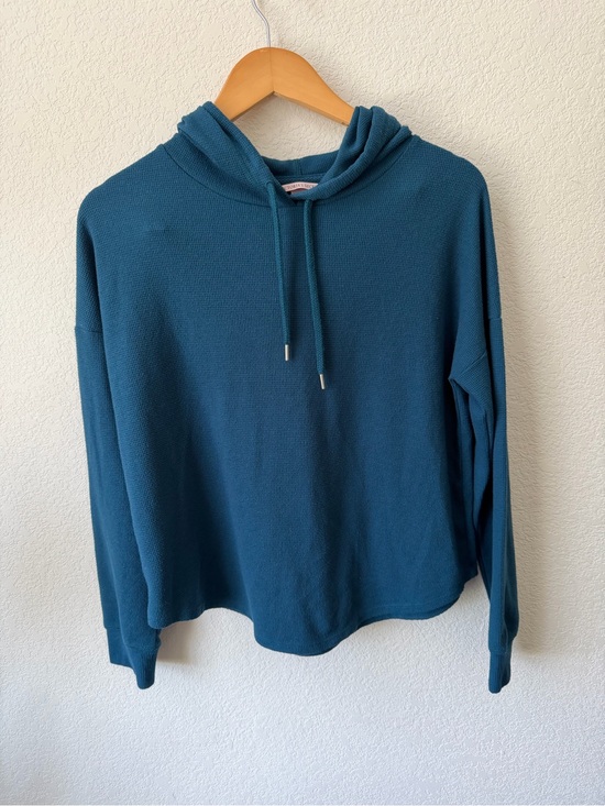 Victoria's Secret Tops - Victoria's Secret Teal Waffle-Knit Hooded Pullover